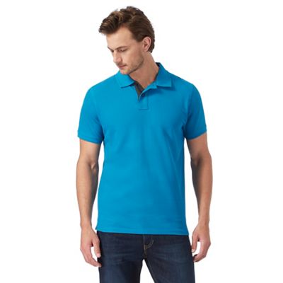 Maine New England Blue textured polo shirt